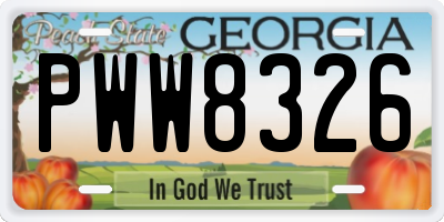 GA license plate PWW8326