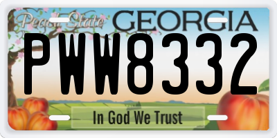 GA license plate PWW8332