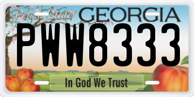 GA license plate PWW8333