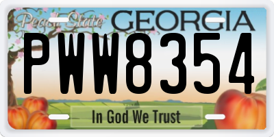 GA license plate PWW8354