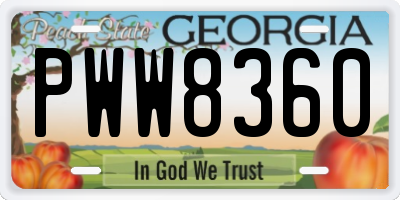 GA license plate PWW8360