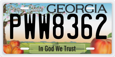 GA license plate PWW8362