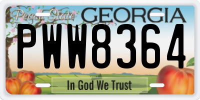GA license plate PWW8364