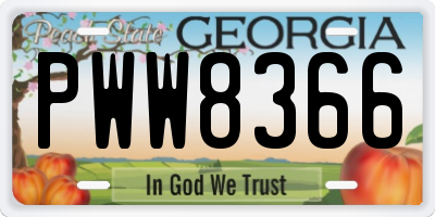 GA license plate PWW8366