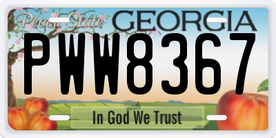 GA license plate PWW8367