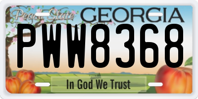 GA license plate PWW8368