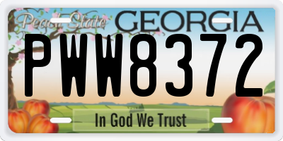 GA license plate PWW8372