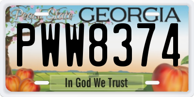 GA license plate PWW8374