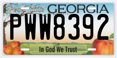 GA license plate PWW8392