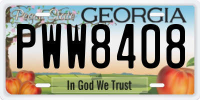 GA license plate PWW8408