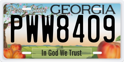 GA license plate PWW8409