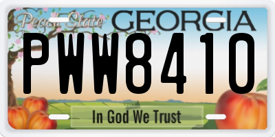 GA license plate PWW8410