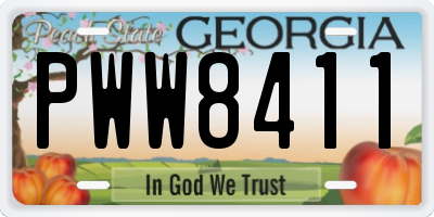 GA license plate PWW8411