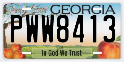 GA license plate PWW8413