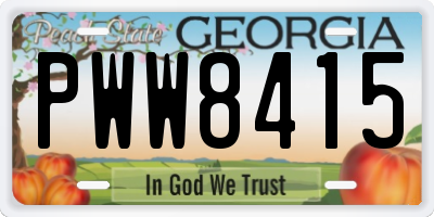 GA license plate PWW8415