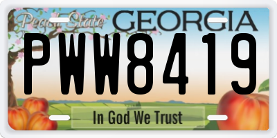 GA license plate PWW8419