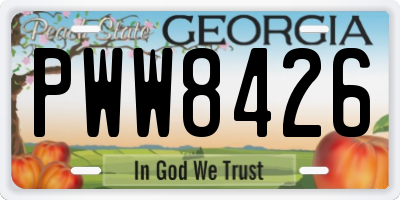 GA license plate PWW8426
