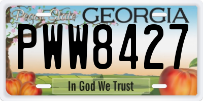 GA license plate PWW8427