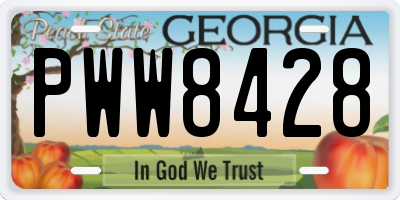 GA license plate PWW8428