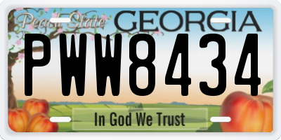 GA license plate PWW8434