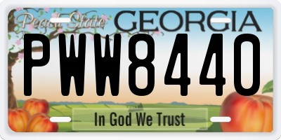 GA license plate PWW8440
