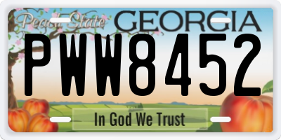 GA license plate PWW8452