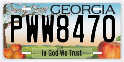 GA license plate PWW8470