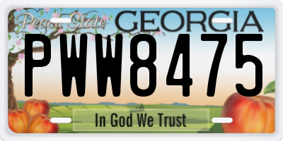 GA license plate PWW8475