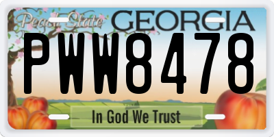 GA license plate PWW8478