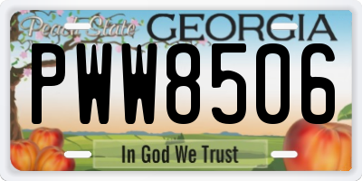 GA license plate PWW8506