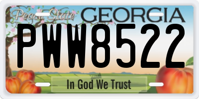 GA license plate PWW8522