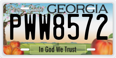 GA license plate PWW8572