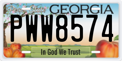 GA license plate PWW8574