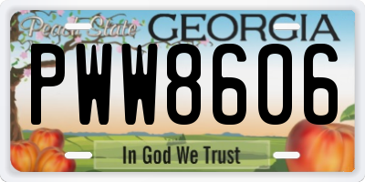 GA license plate PWW8606