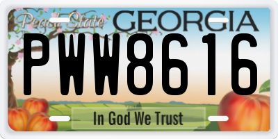 GA license plate PWW8616