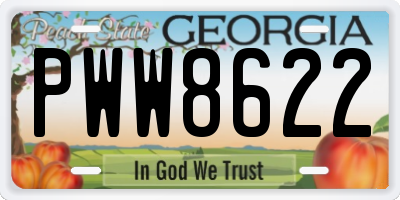 GA license plate PWW8622