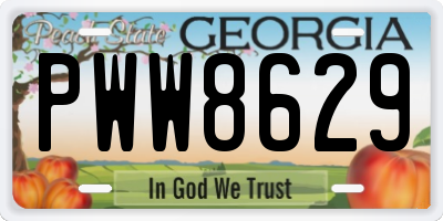 GA license plate PWW8629