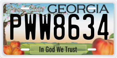 GA license plate PWW8634