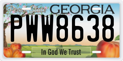 GA license plate PWW8638