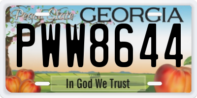GA license plate PWW8644