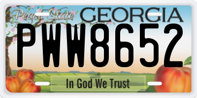 GA license plate PWW8652