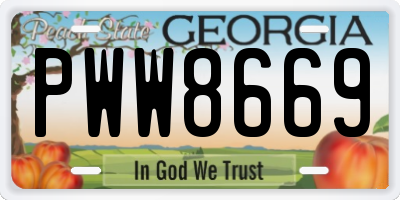 GA license plate PWW8669