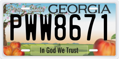 GA license plate PWW8671