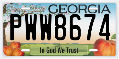 GA license plate PWW8674