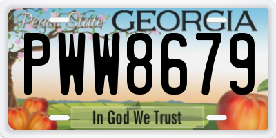 GA license plate PWW8679