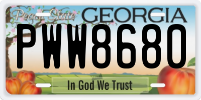 GA license plate PWW8680