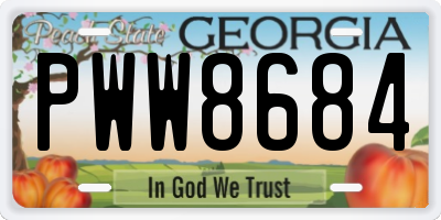 GA license plate PWW8684