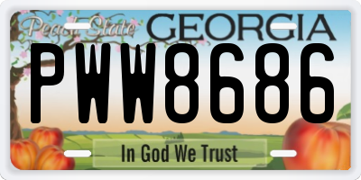 GA license plate PWW8686