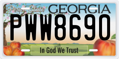 GA license plate PWW8690