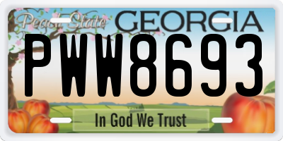 GA license plate PWW8693